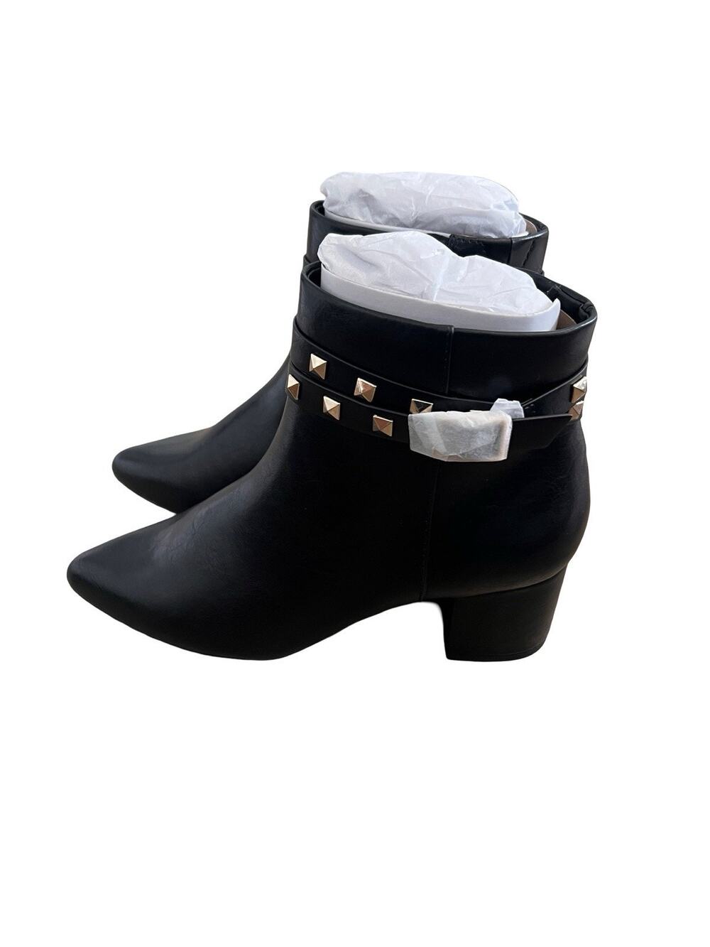 The Drop Jessi Black Studded Ankle Boots 6.5 Western Boho Festival Block Heel